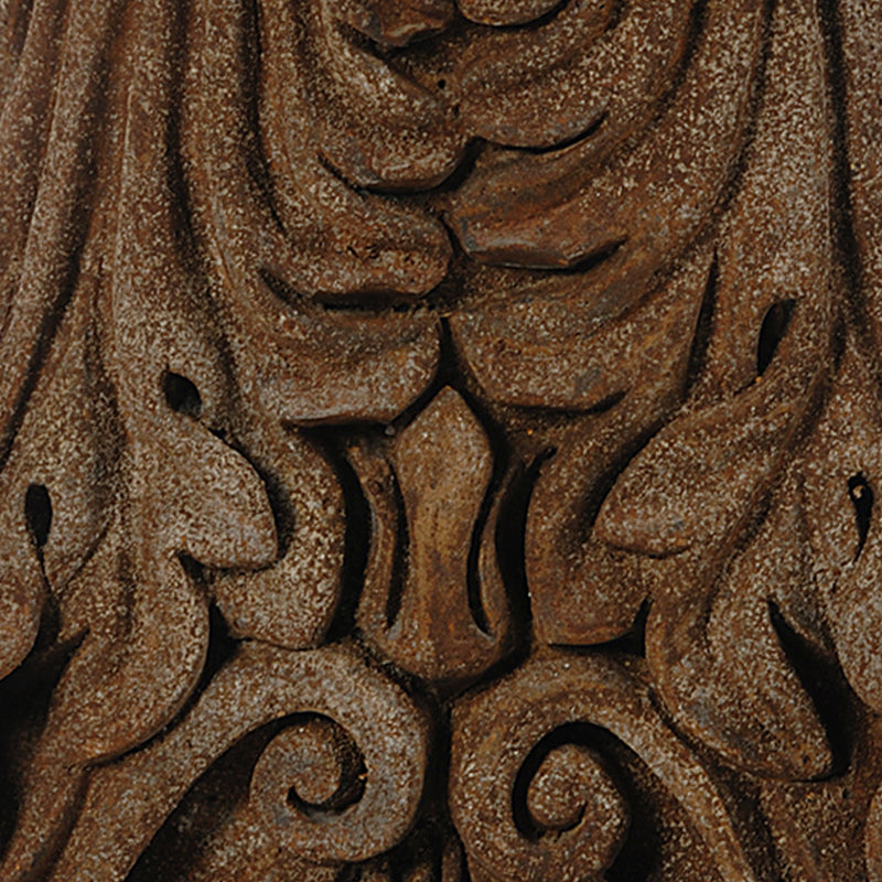 Traditional Style Ceramic Candle Holder With Carvings Brown-zoom-
