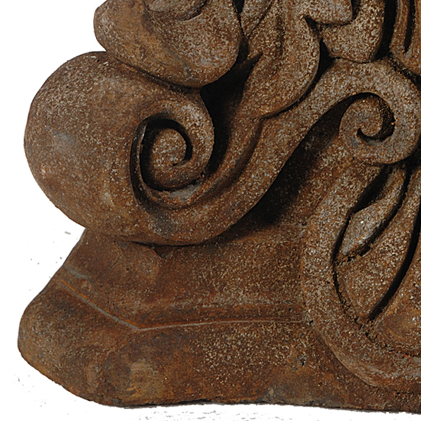 Traditional Style Ceramic Candle Holder With Carvings Brown