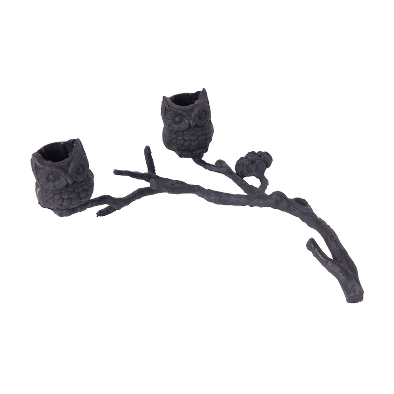 Modern Ceramic Candle Holder With Owls On A Branch Gray-zoom-