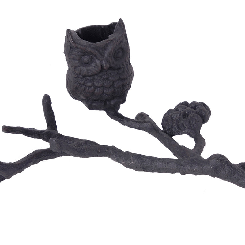 Modern Ceramic Candle Holder With Owls On A Branch Gray-zoom-
