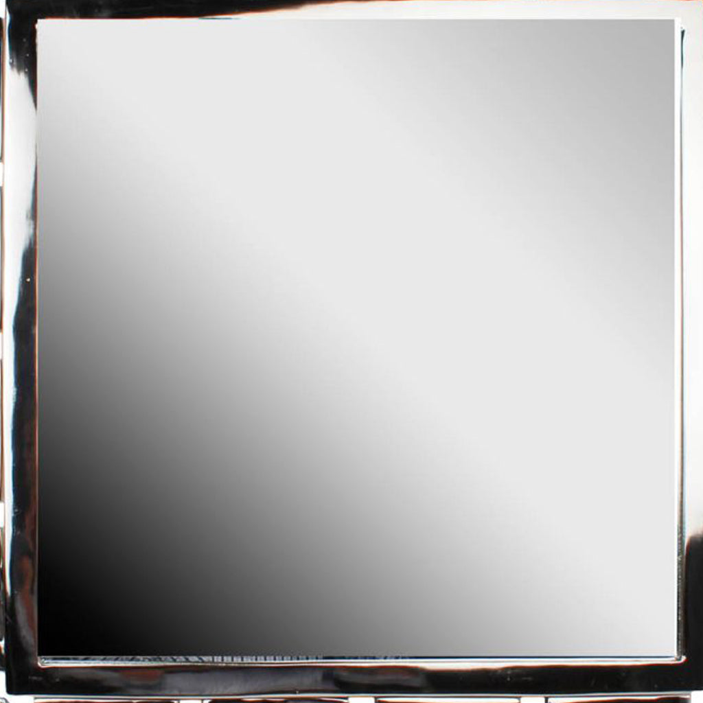 Modern Style Metal Openwork Square Framed Mirror Silver