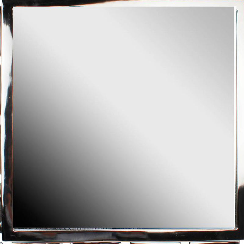 Modern Style Metal Openwork Square Framed Mirror Silver-zoom-