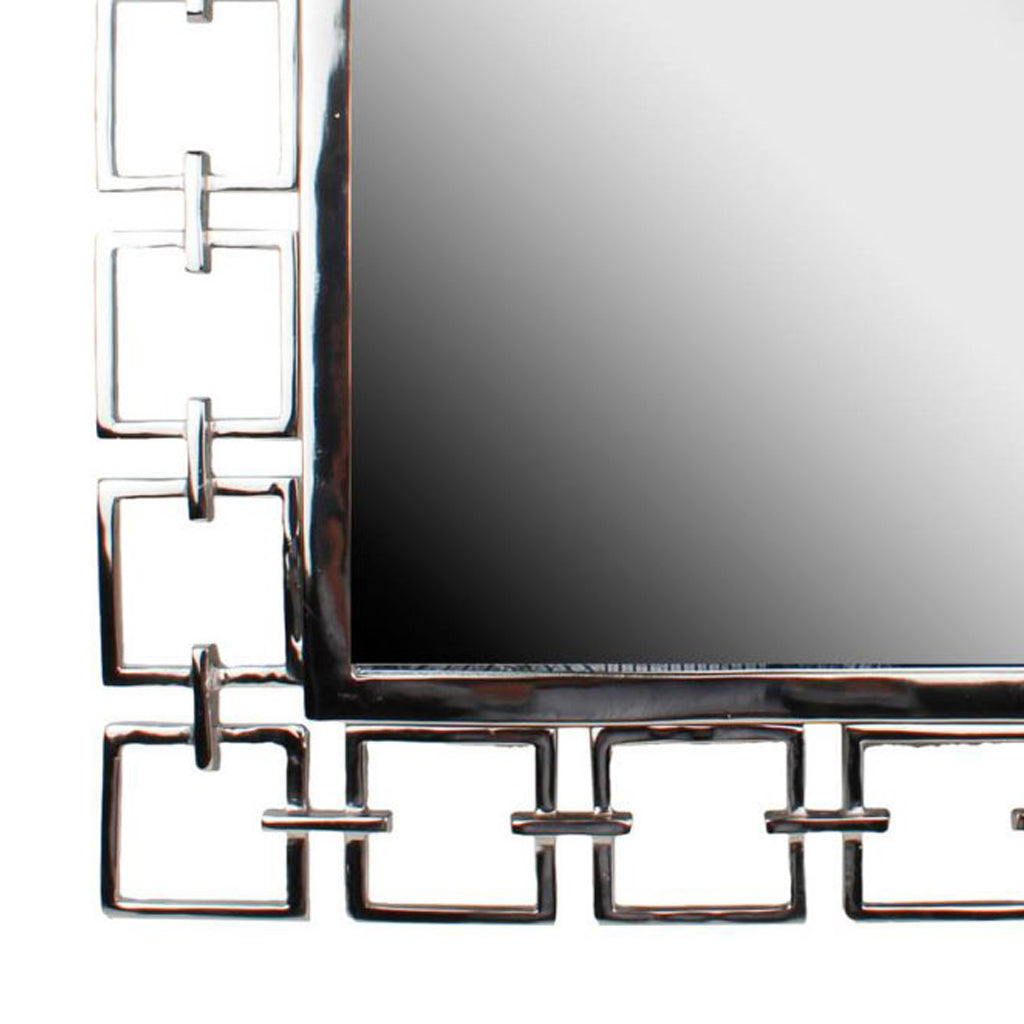Modern Style Metal Openwork Square Framed Mirror Silver-zoom-3