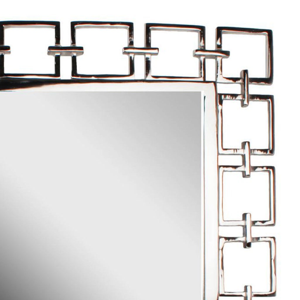 Modern Style Metal Openwork Square Framed Mirror Silver-zoom-4