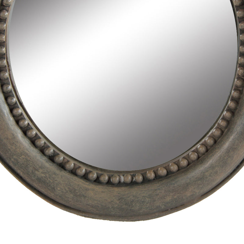 Round Wooden Framed Mirror With Parrot Sculpture Top Multicolor-zoom-