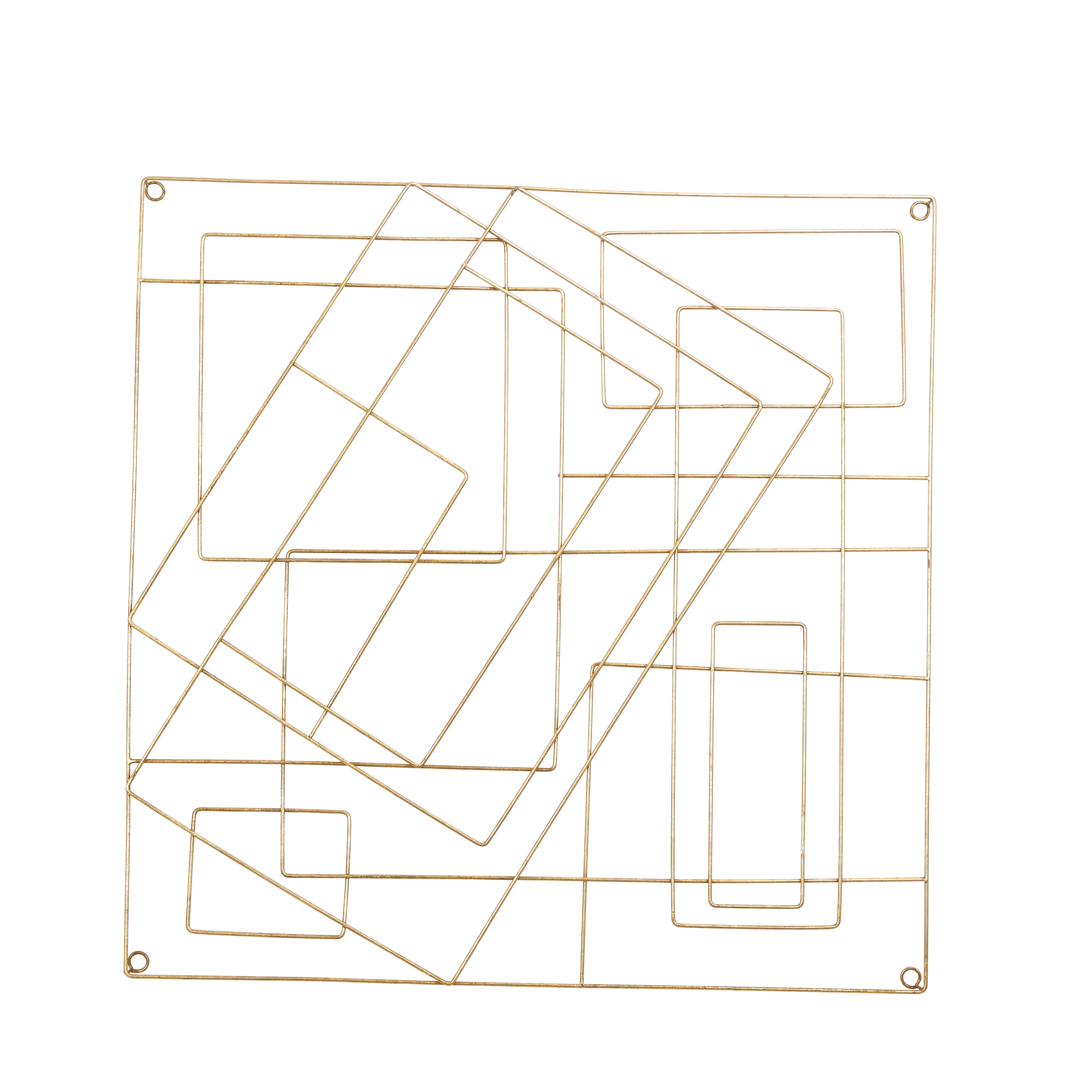 Contemporary Style Square Frame Metal Wall Decor Gold