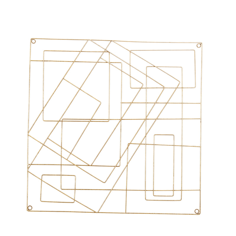 Contemporary Style Square Frame Metal Wall Decor Gold-zoom-