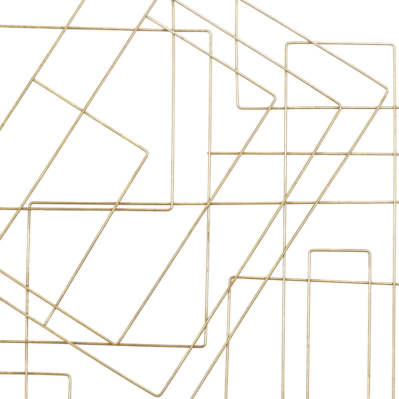 Contemporary Style Square Frame Metal Wall Decor Gold-zoom-
