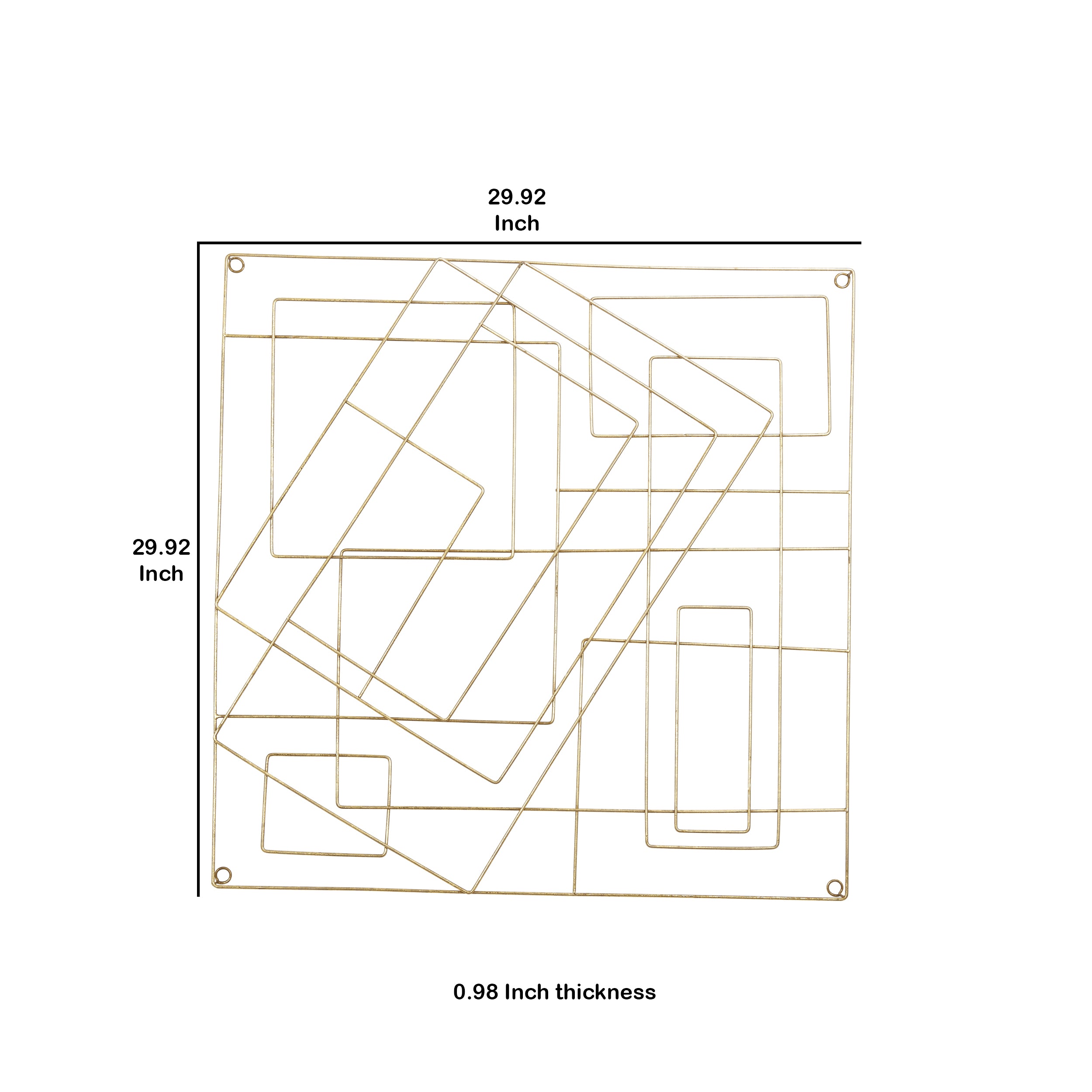 Contemporary Style Square Frame Metal Wall Decor Gold-zoom-5