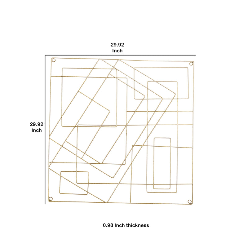 Contemporary Style Square Frame Metal Wall Decor Gold-zoom-