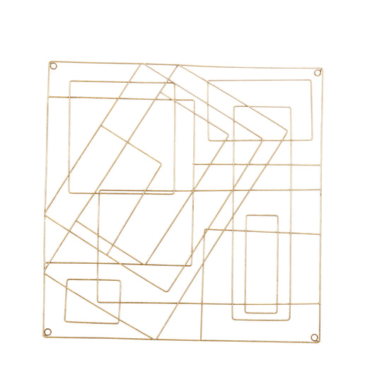 Contemporary Style Square Frame Metal Wall Decor Gold
