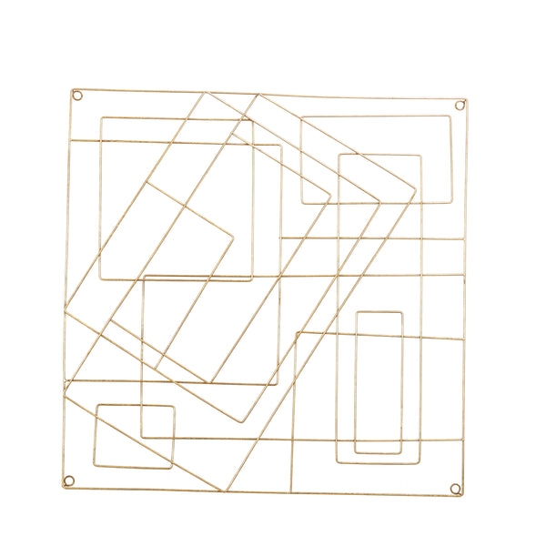 Contemporary Style Square Frame Metal Wall Decor Gold