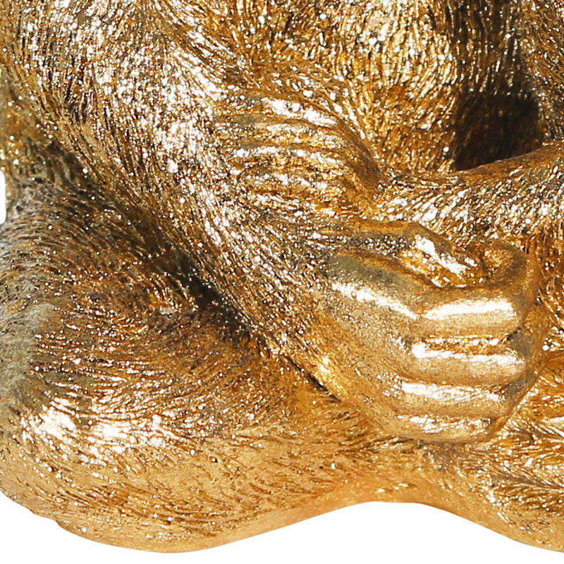 Decorative Miniature Monkey With Baby Polyresin Figurine Gold-zoom-