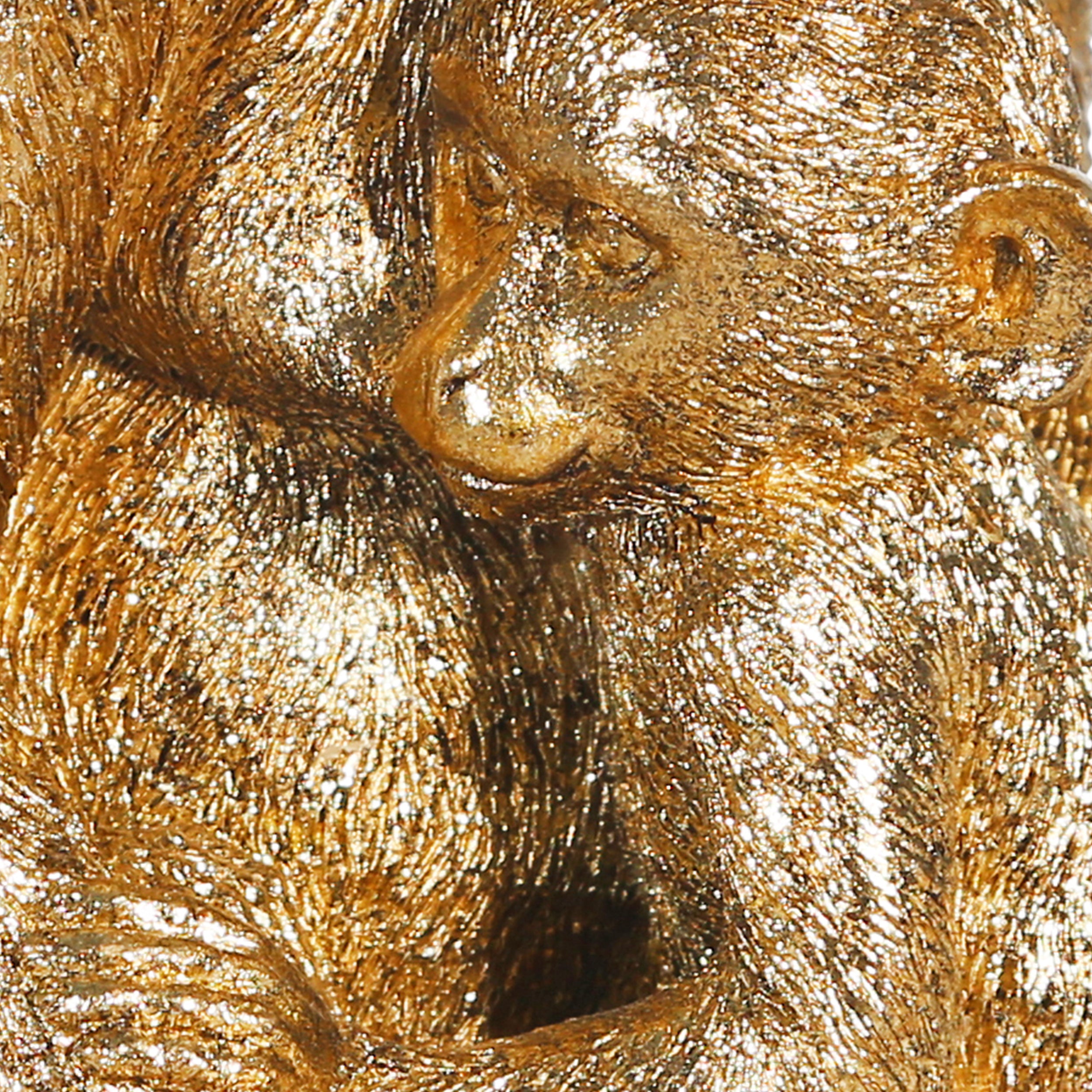 Decorative Miniature Monkey With Baby Polyresin Figurine Gold-zoom-3