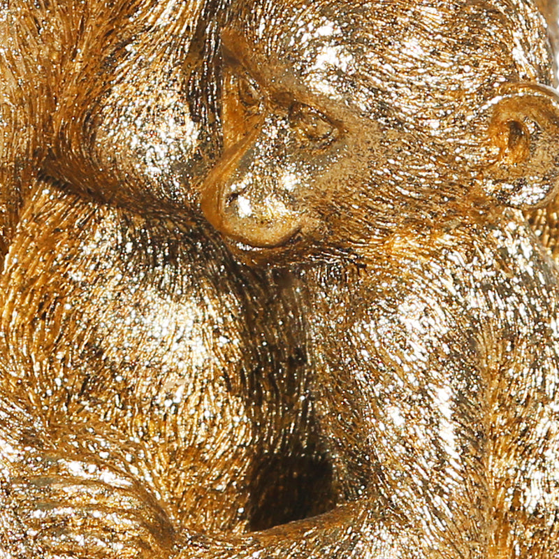 Decorative Miniature Monkey With Baby Polyresin Figurine Gold-zoom-
