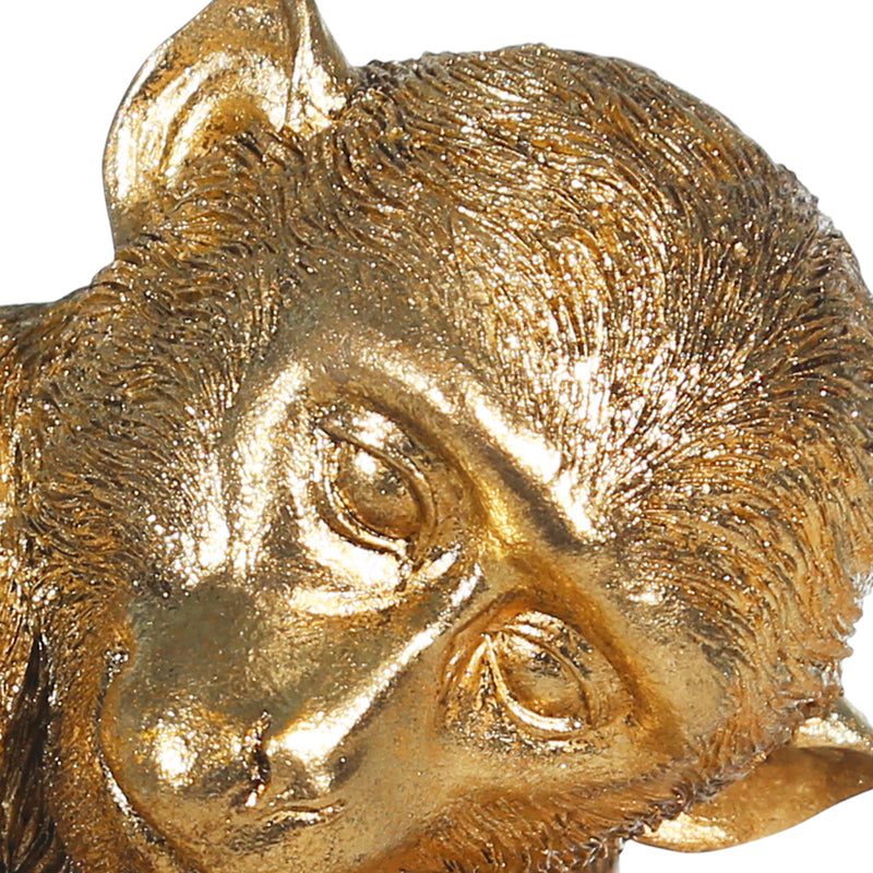 Decorative Miniature Monkey With Baby Polyresin Figurine Gold-zoom-