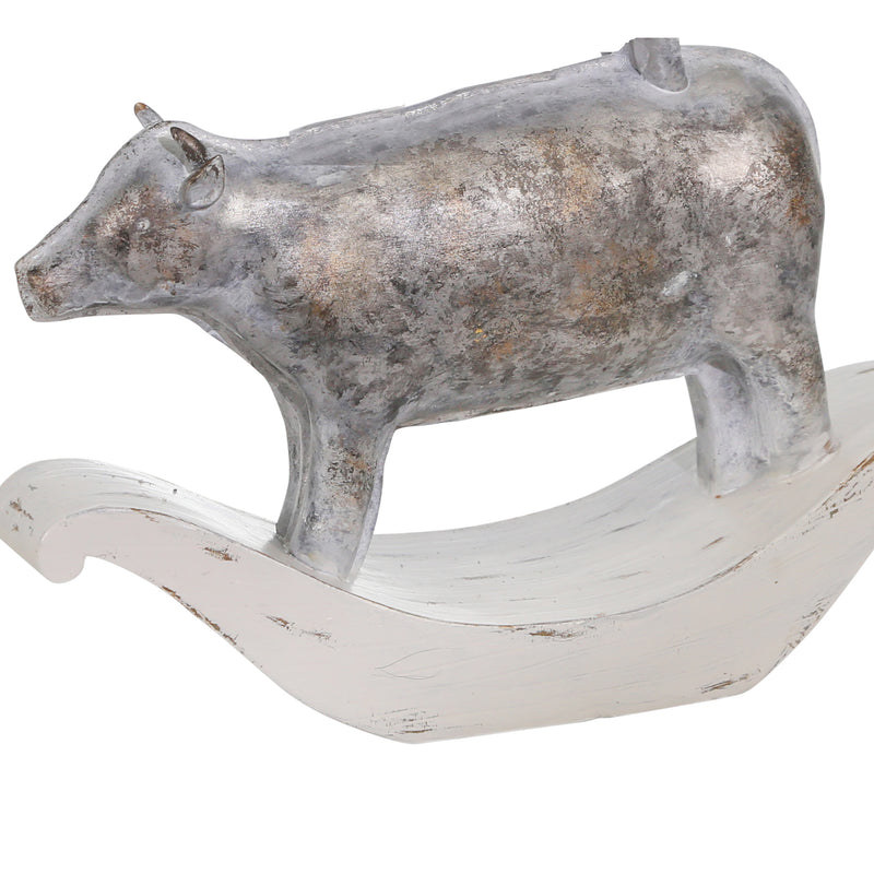Decorative Polyresin Sculpture With Stacked Animals White And Bronze-zoom-