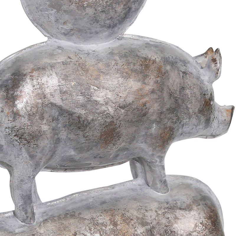 Decorative Polyresin Sculpture With Stacked Animals White And Bronze-zoom-