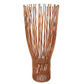 Metal Pillar Candle Holder With Wavy Wires Rose Gold