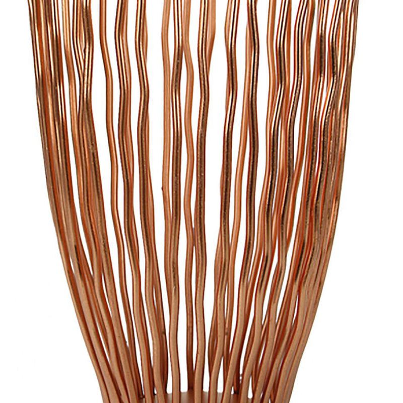 Metal Pillar Candle Holder With Wavy Wires Rose Gold-zoom-