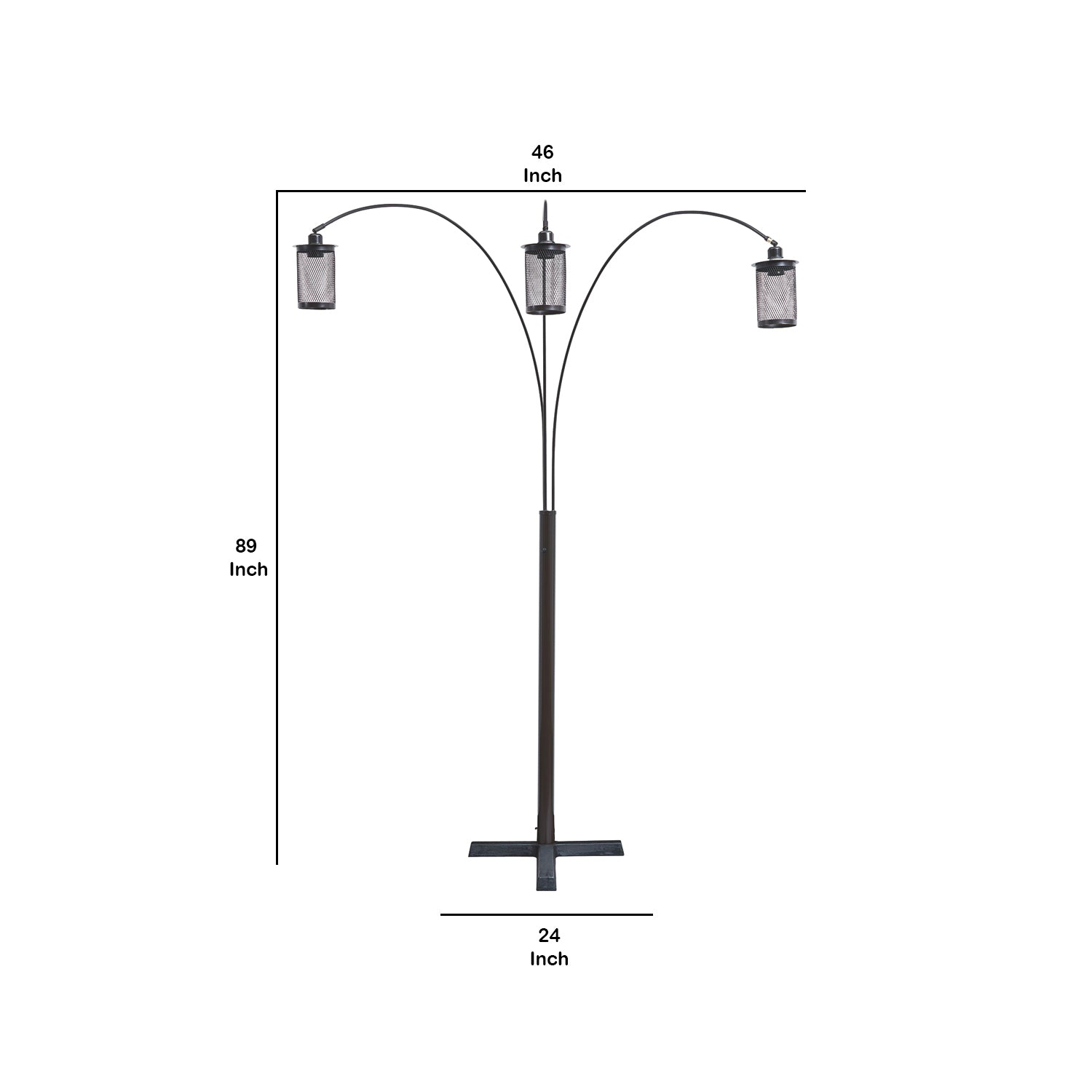 Metal Decorative Floor Lamp With Triad Of Bulbs Black-zoom-5