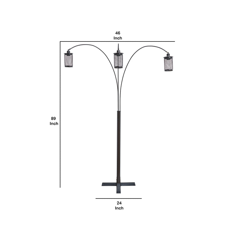Metal Decorative Floor Lamp With Triad Of Bulbs Black-zoom-