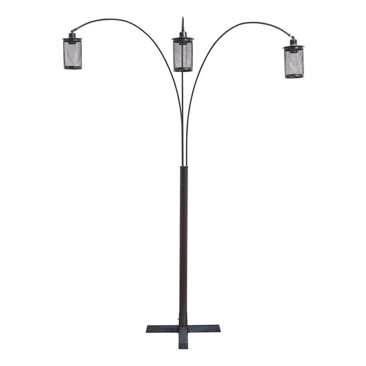 Metal Decorative Floor Lamp With Triad Of Bulbs Black