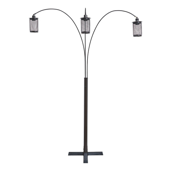 Metal Decorative Floor Lamp With Triad Of Bulbs Black