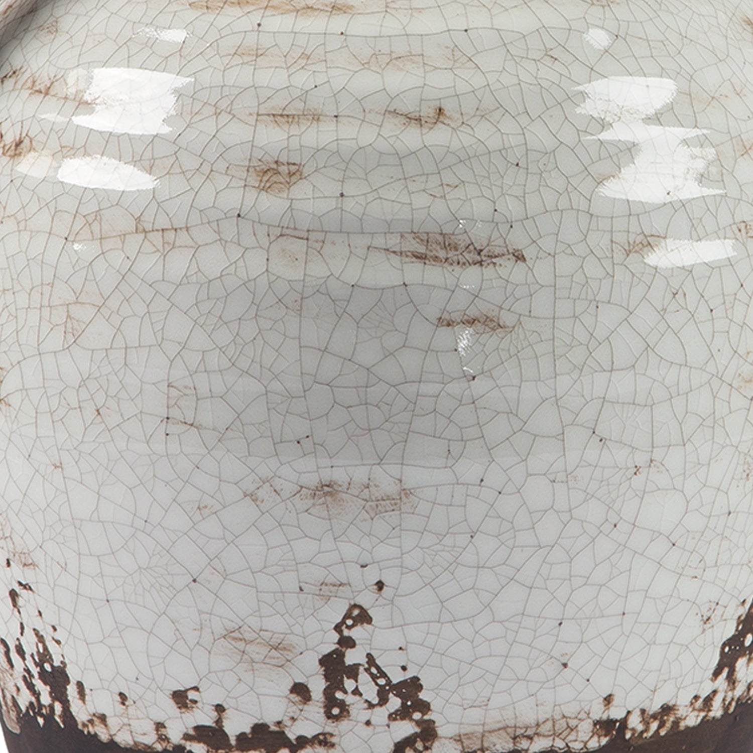 Ceramic Decorative Vase In Amphora Shape Small White And Brown-zoom-3