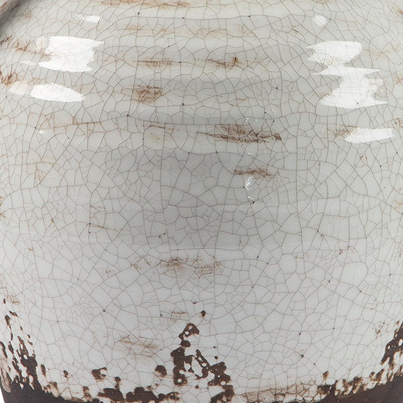 Ceramic Decorative Vase In Amphora Shape Small White And Brown-zoom-