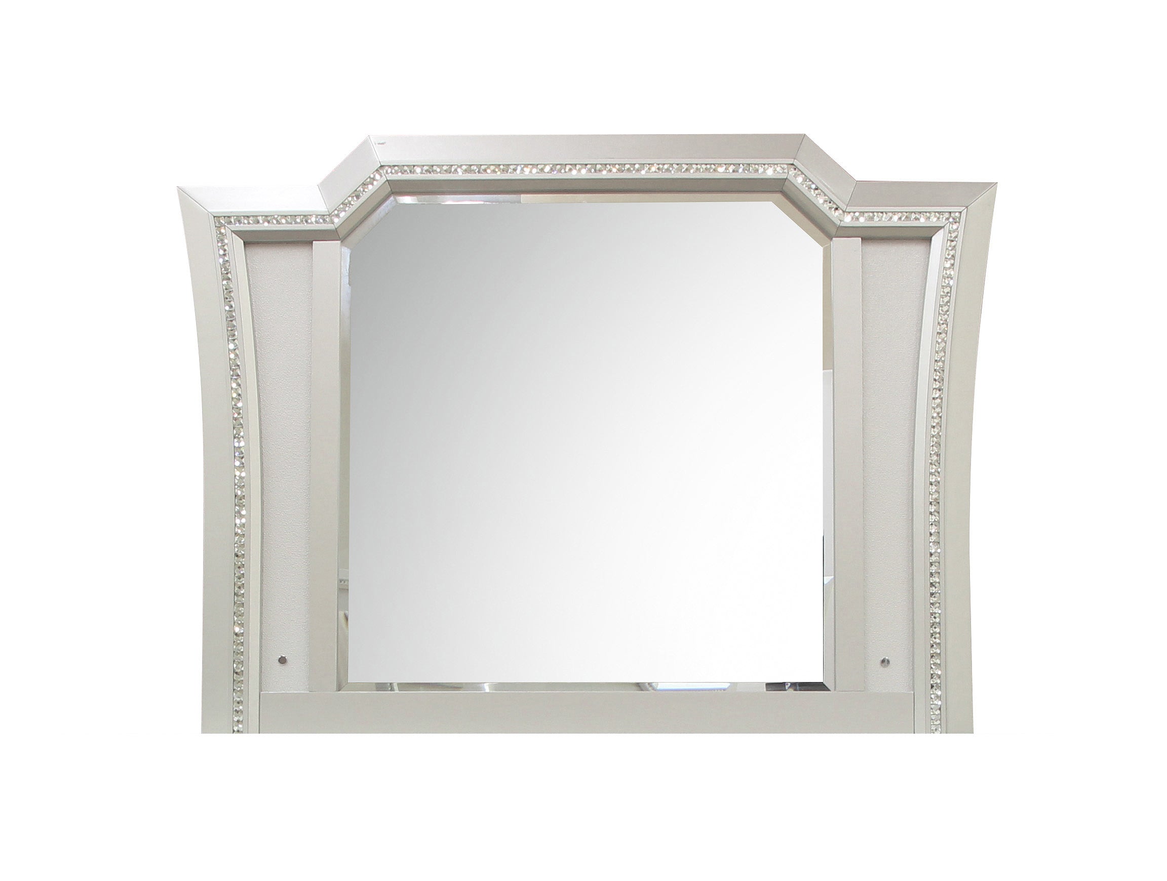 Elegant Mirror With Crystal Sparkling Trim And Led Lights Silver-zoom-1