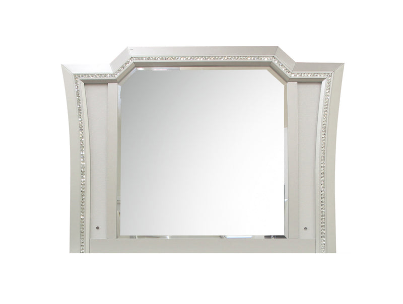 Elegant Mirror With Crystal Sparkling Trim And Led Lights Silver-zoom-