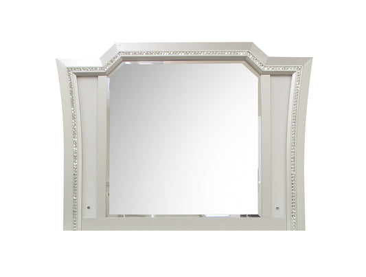 Elegant Mirror With Crystal Sparkling Trim And Led Lights Silver