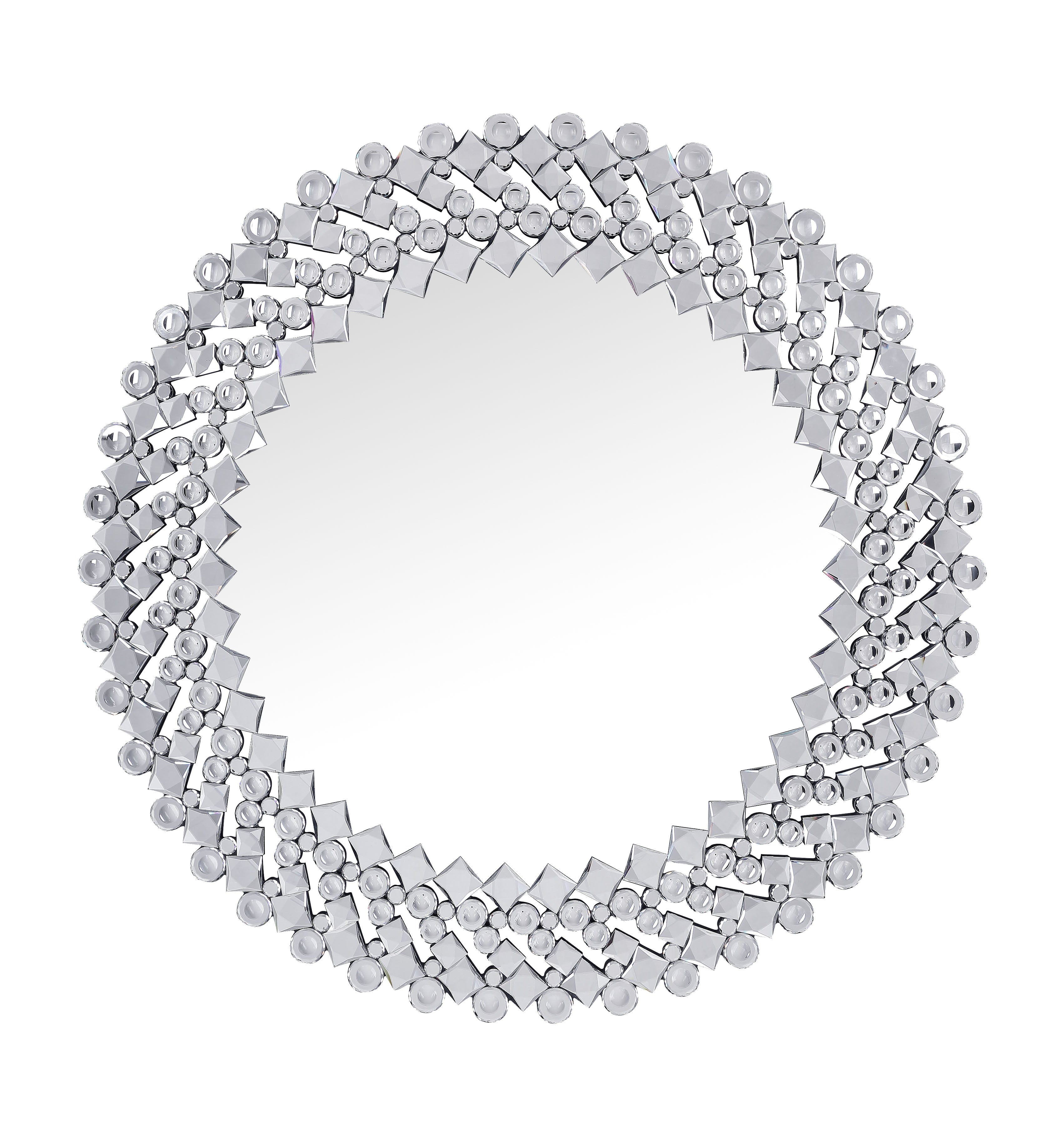 Sparkling Wall Decor With Beveled Finish And Faux Gem Inlay Silver-zoom-1