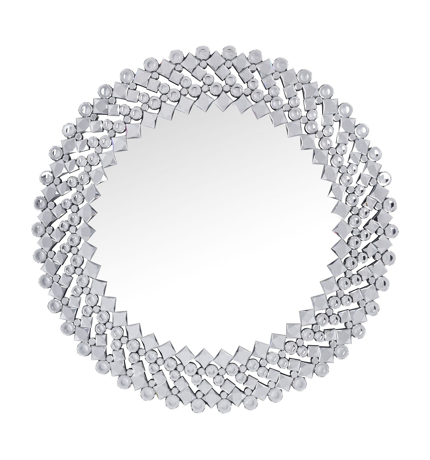 Sparkling Wall Decor With Beveled Finish And Faux Gem Inlay Silver