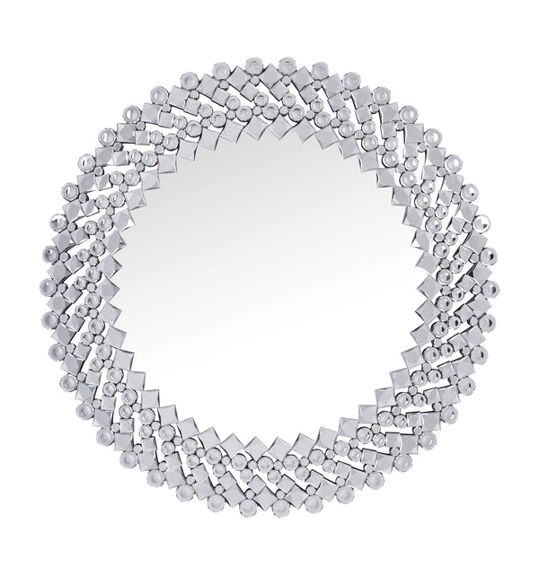 Sparkling Wall Decor With Beveled Finish And Faux Gem Inlay Silver