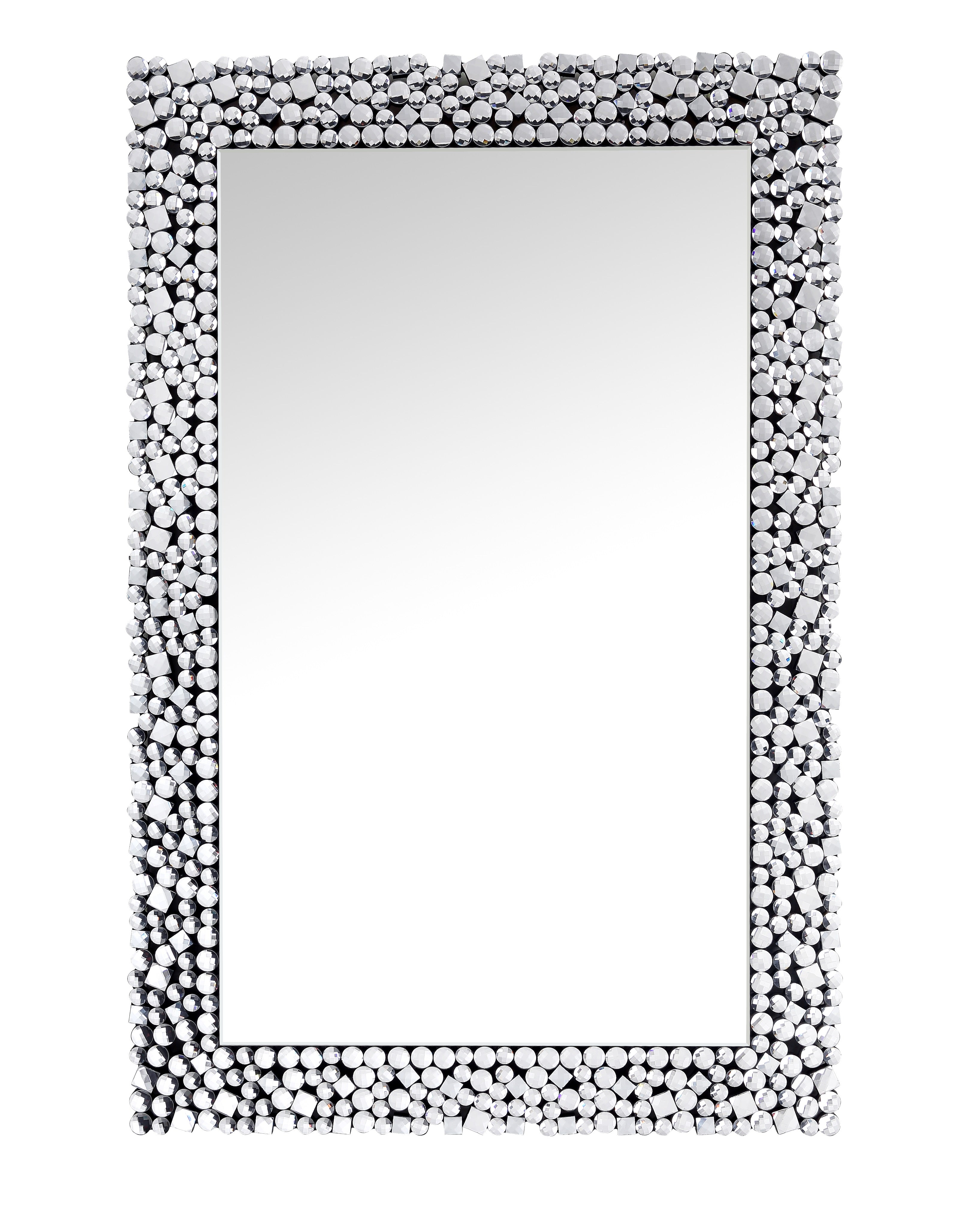 Sparkling Wall Decor With Beveled Edges And Faux Gem Inlay Silver