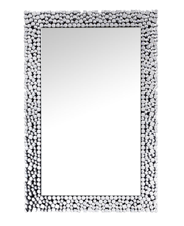 Sparkling Wall Decor With Beveled Edges And Faux Gem Inlay Silver