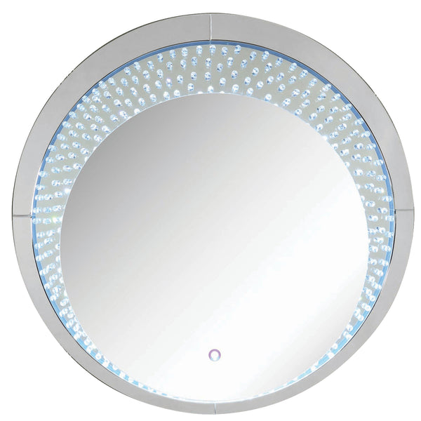 Round Accent Wall Decor With Led Bulb And Beveled Edges Silver