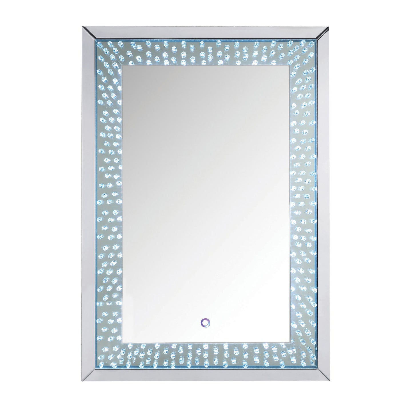 Rectangular Accent Wall Decor With Led Bulb And Beveled Edges Silver