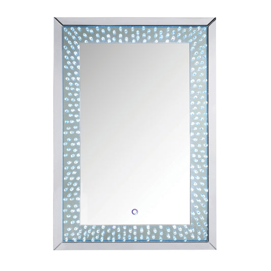 Rectangular Accent Wall Decor With Led Bulb And Beveled Edges Silver