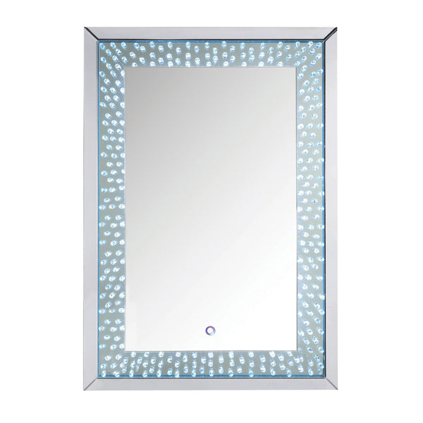 Rectangular Accent Wall Decor With Led Bulb And Beveled Edges Silver