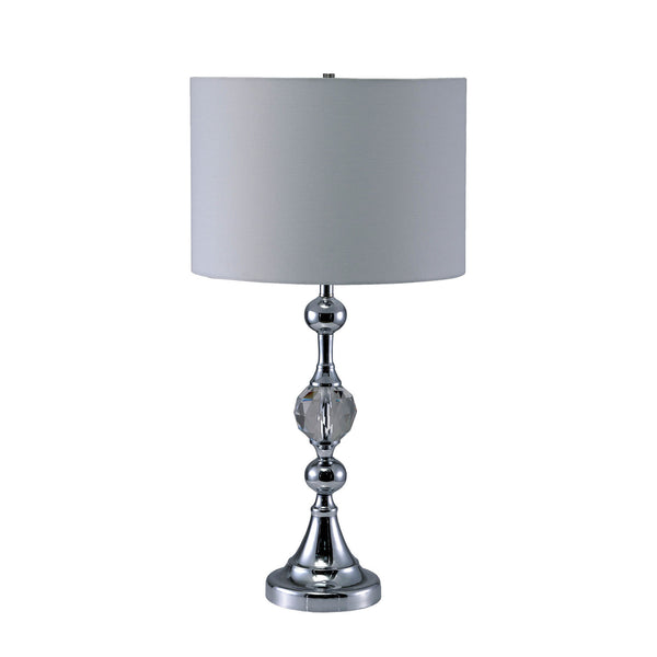 Contemporary Table Lamp with Crystal Encased Stand Silver