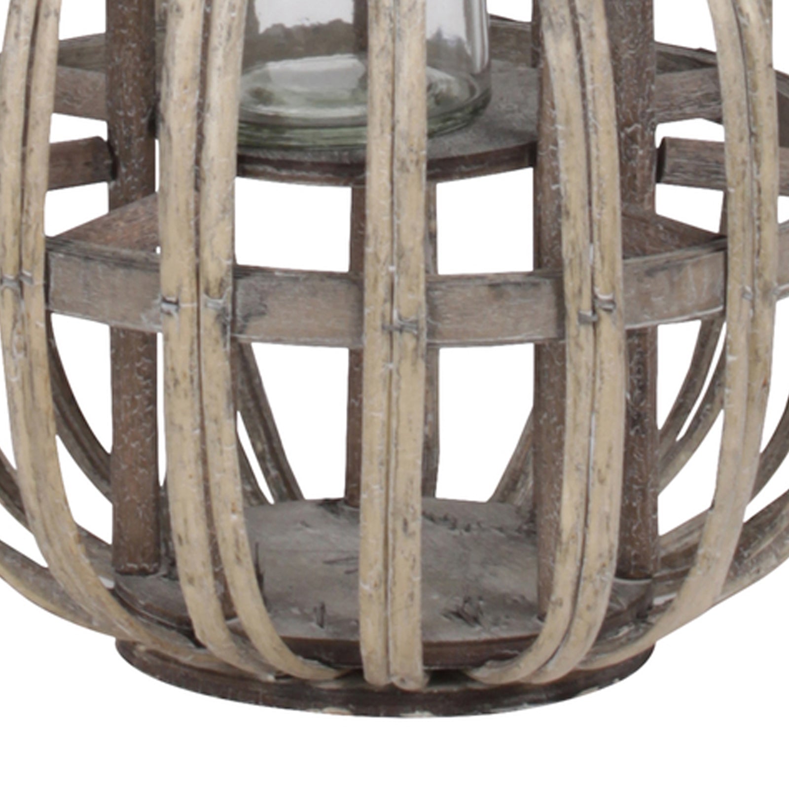Lattice Design Round Lantern With Glass Hurricane Candle Holder small brown-zoom-3