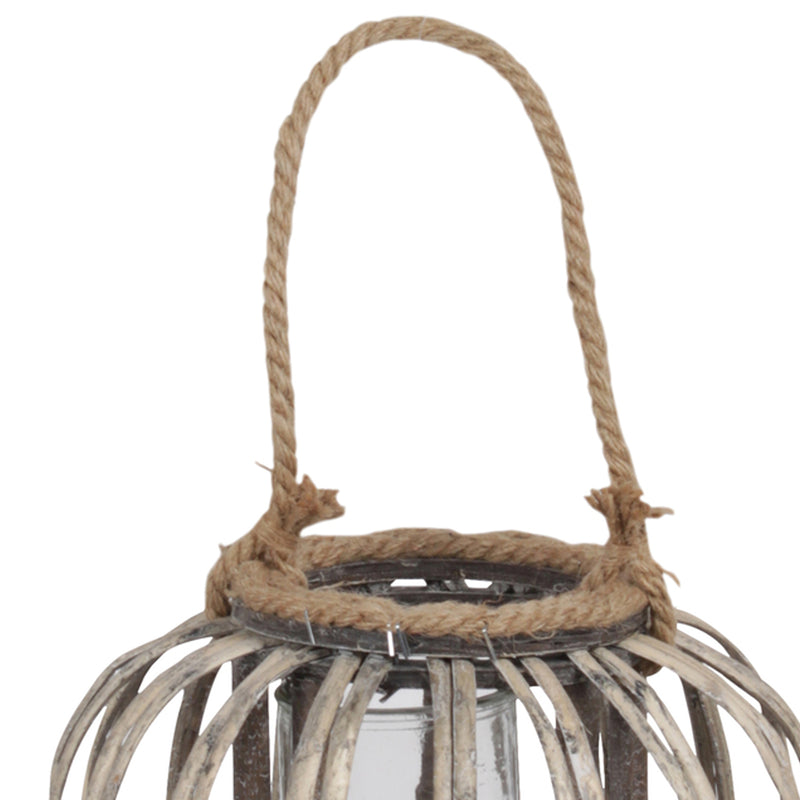 Lattice Design Round Lantern With Glass Hurricane Candle Holder small brown-zoom-