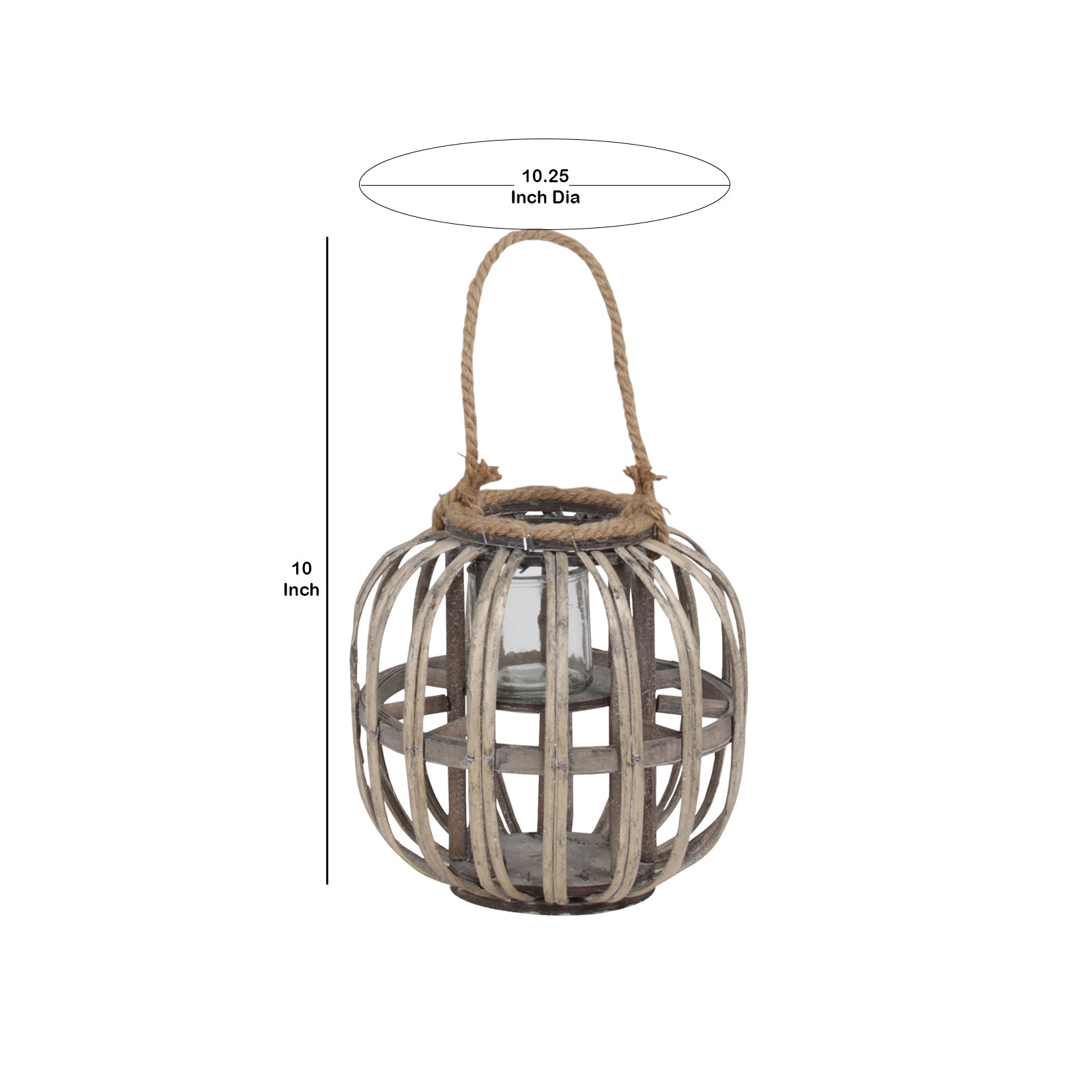 Lattice Design Round Lantern With Glass Hurricane Candle Holder small brown-zoom-5