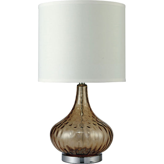 Table Lamp with Gourd Shaped Body and Stable Metal Support Glass