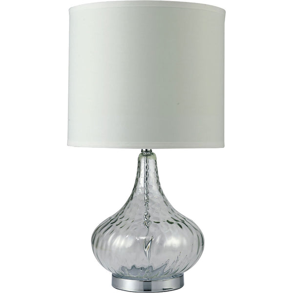 Table Lamp with Gourd Shaped Body and Circular Drum Shade Silver and Clear