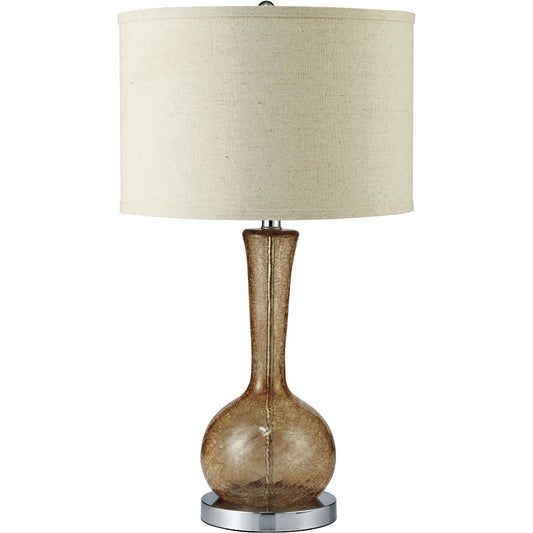 Florence Flask Shaped Table Lamp with Drum Shade Silver and Brown
