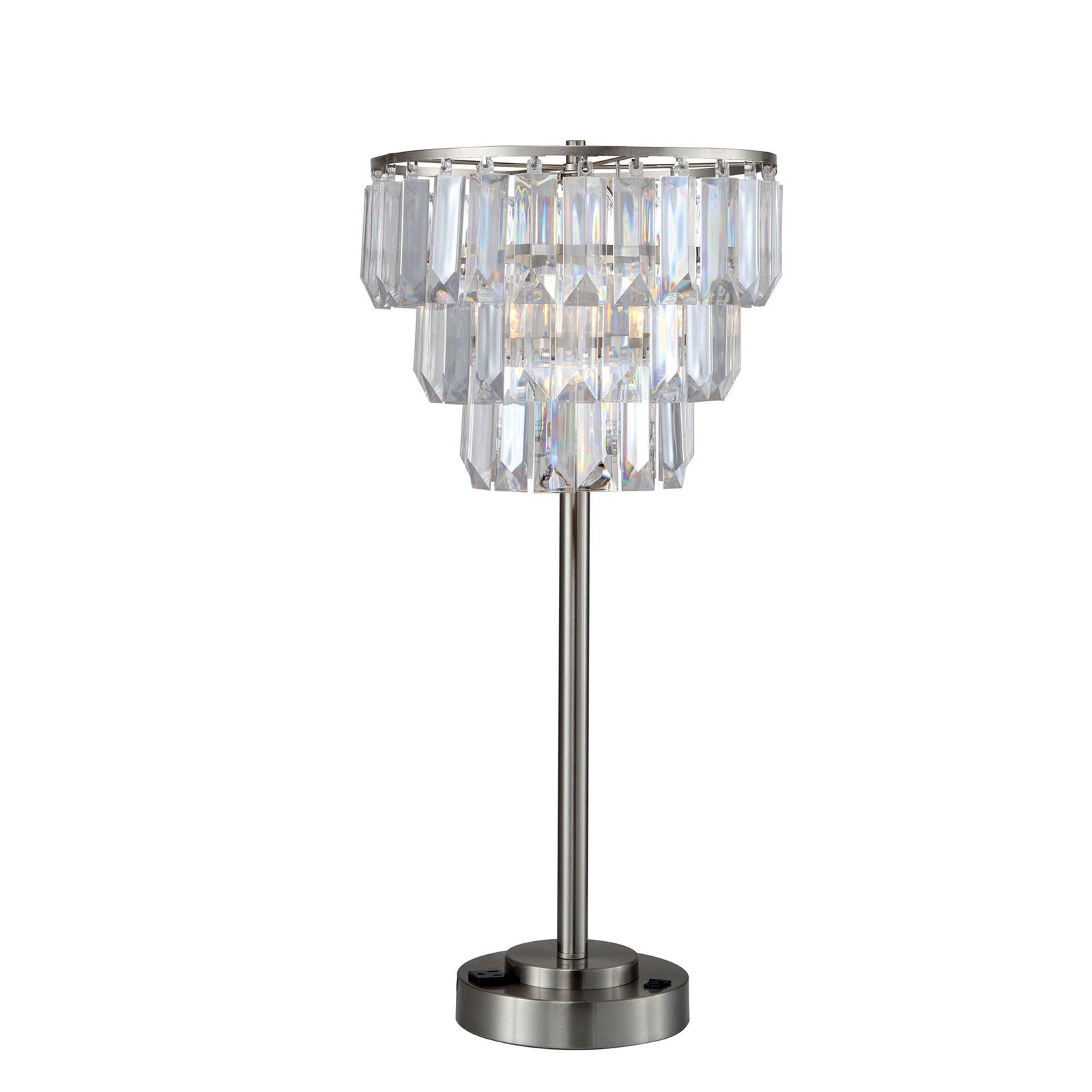 Contemporary Table Lamp with Inverted Crystal Like Shade Silver and Gray-zoom-1